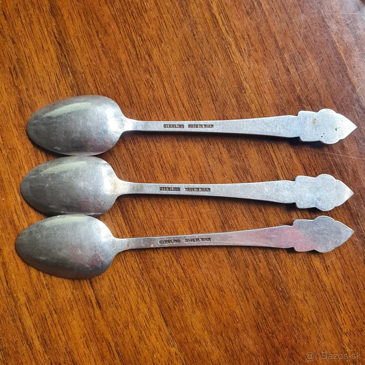 Predam vzacne starozitne strieborne 3 lyzicky Margaret Siam - 4