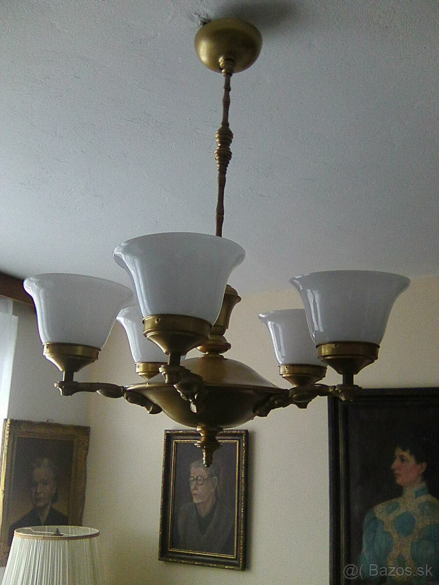 starožitný kovový luster - 4