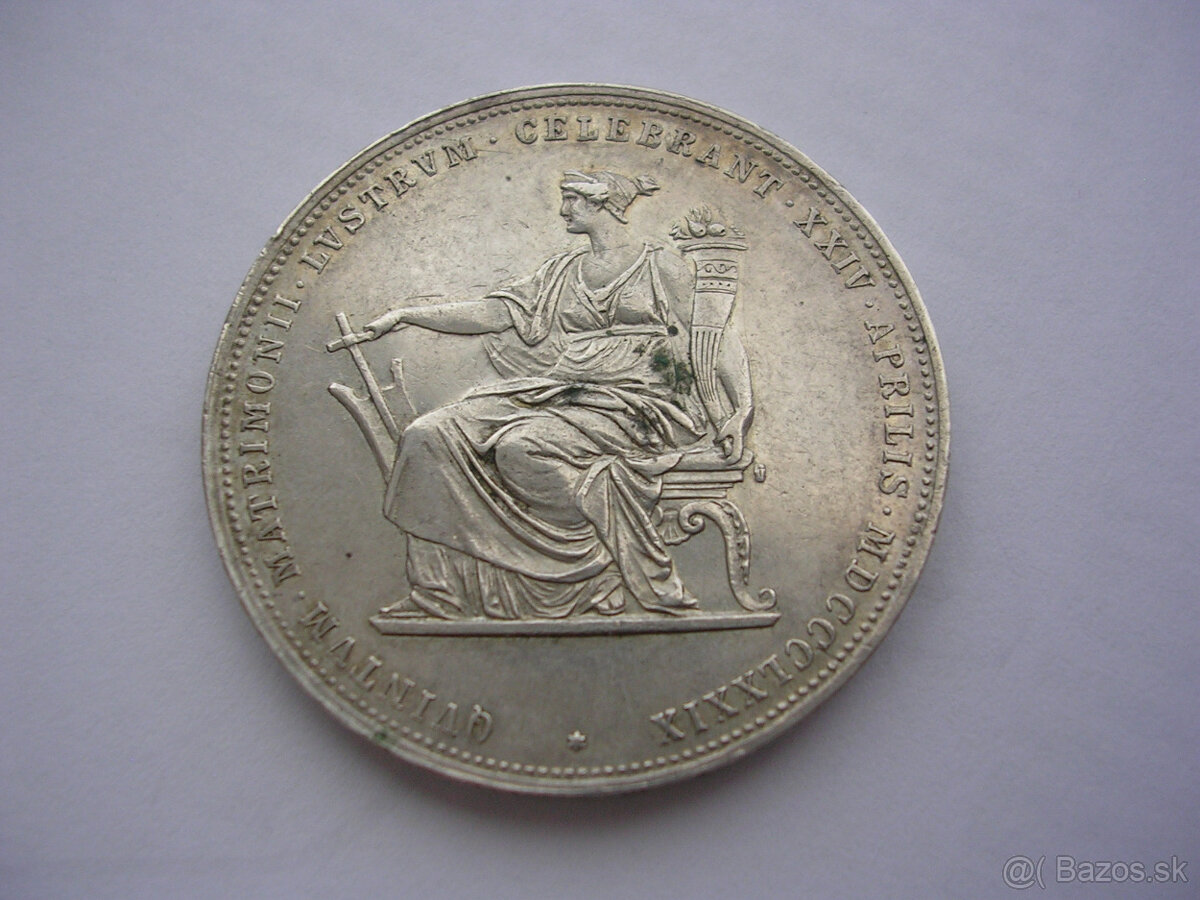 2 zlatník 1879 svadobný FJI. Elisabeth Sissi - 4