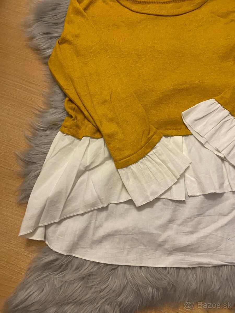 Horčicovo-biely sveter - 4