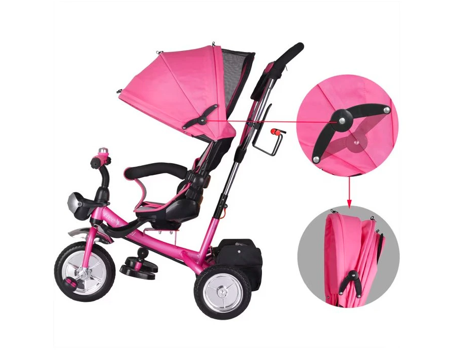 Detská trojkolka so strieškou - ružová a modrá - 4