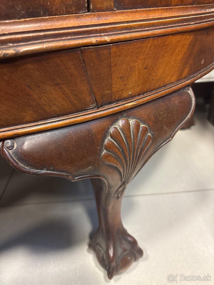 Polkruhová komoda / skrinka (demi-lune), „claw & ball“ - 4