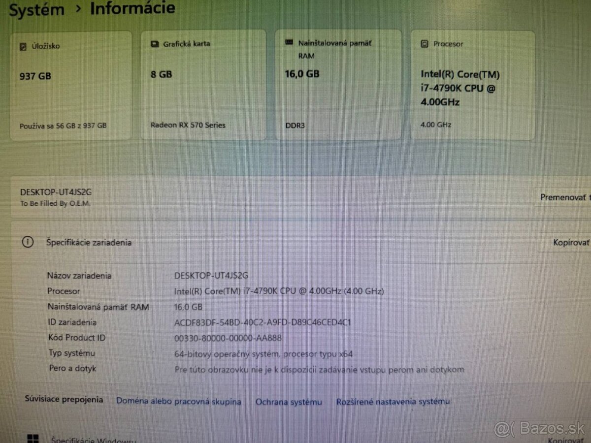 Herný počítač i7-4790K / 16 GB / RX 570 8 GB / SSD + HDD - 4