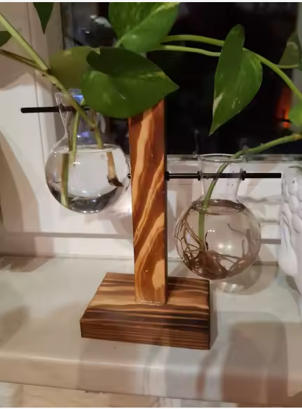 Kreatívna hydroponická váza s dreveným rámom NOVÝ - 4