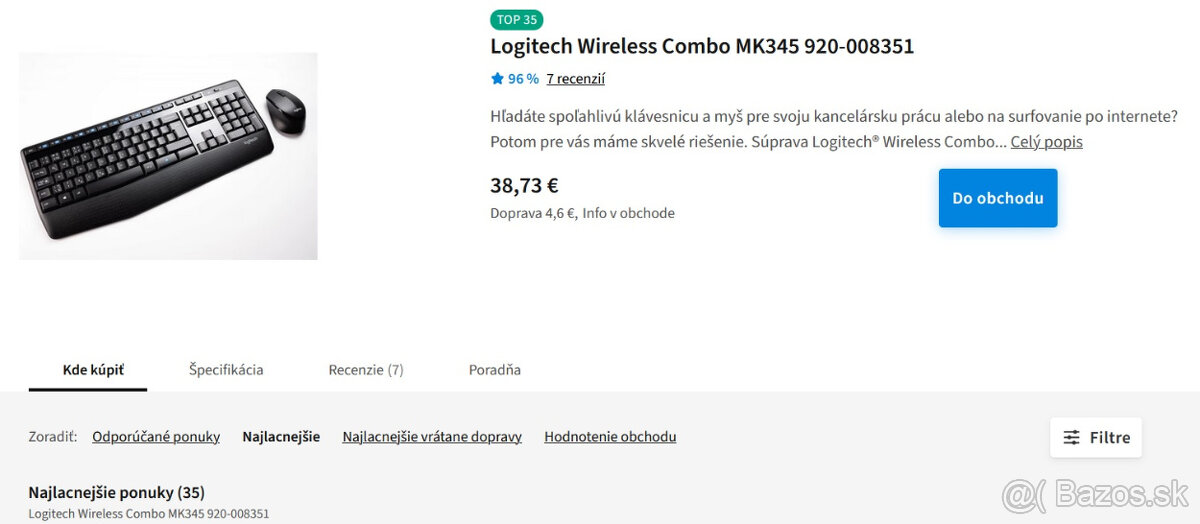 ✅ NOVÉ Logitech Wireless Combo MK345 SK myš + klávesnica ✅ - 4