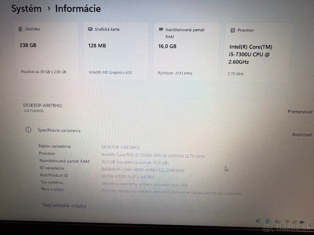 Notebook 14" Lenovo ThinkPad L490 i5-7300U 16GB 256GB SSD - 4