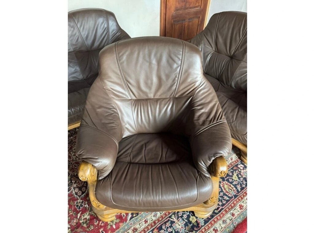 Dubová rustikální kožená sedačka, 3788 - 4