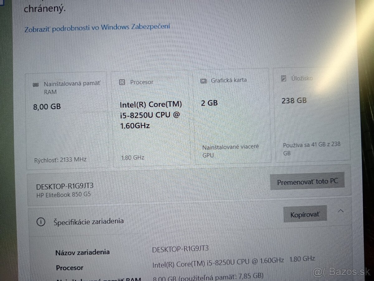 predám notebook HP ELITEBOOK 850 G5 ,WINDOWS 10 - 4