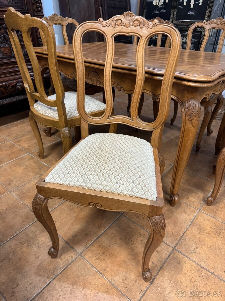 Dubový rozťahovací stôl so 6 stoličkami - 4