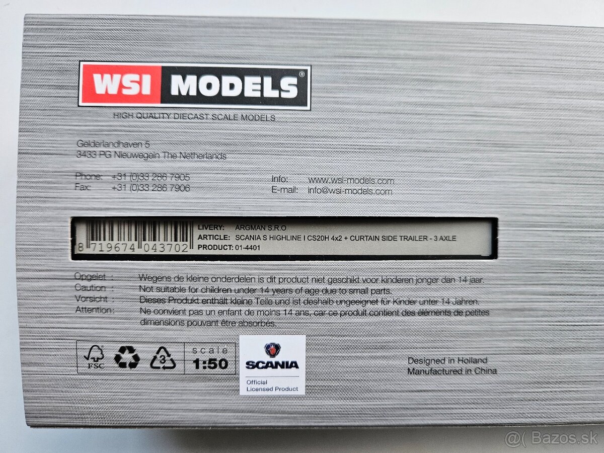 Kovový model Scania s návesom ARGMAN 1:50 WSI models - 4