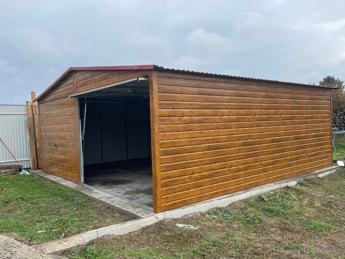 Plechová garáž 6x5m drevodekor - 4