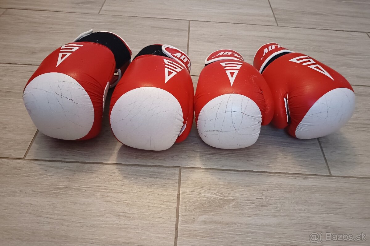 Box rukavice SULOV kožené, červeno-biele 16oz ,, plus 10 oz - 4