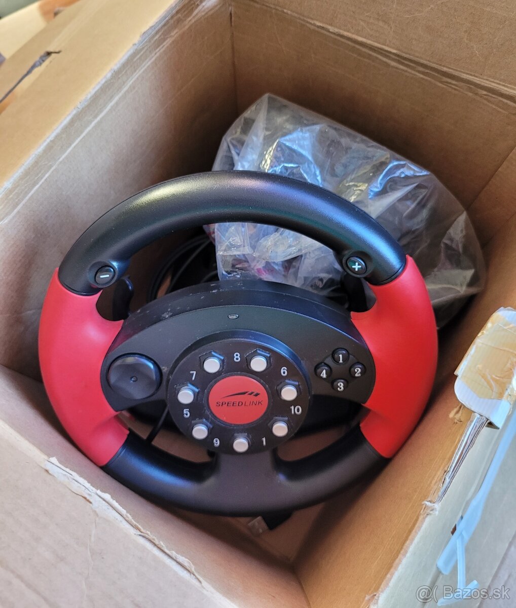 Retro volant s pedálmi pre PC – Speedlink Red Lightning (NOS - 4