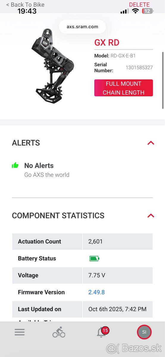Predám SRAM GX T-Type Eagle AXS UHD - 4