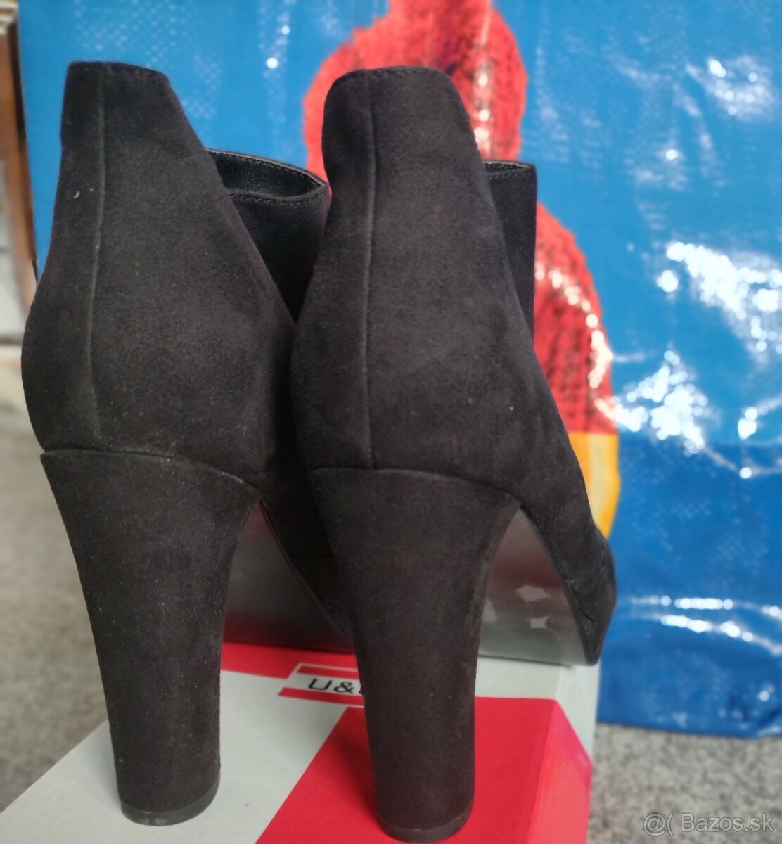 čierne čižmičky na vysoko, opätku a platforme - 4