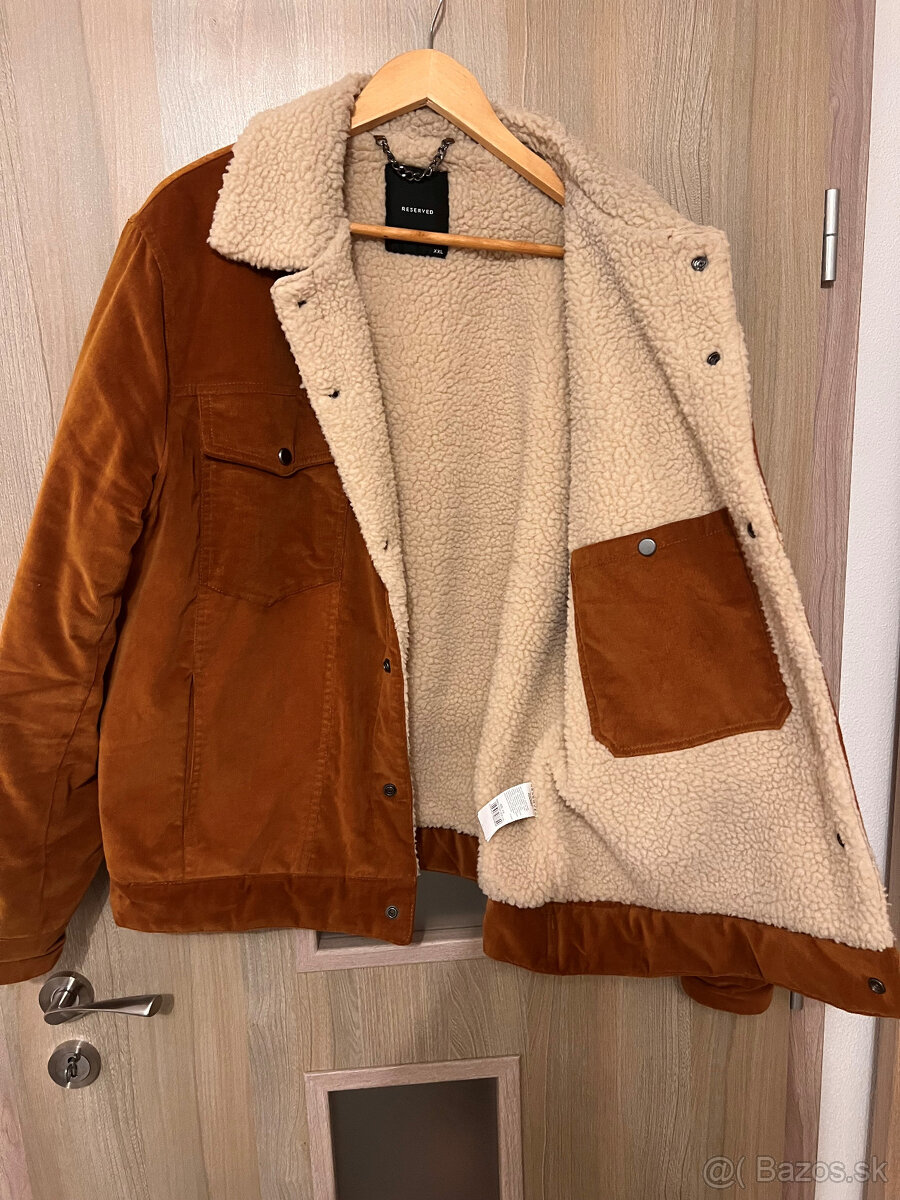 Menčestrová bunda s kožúškom sherpa veľ. XXL - 4