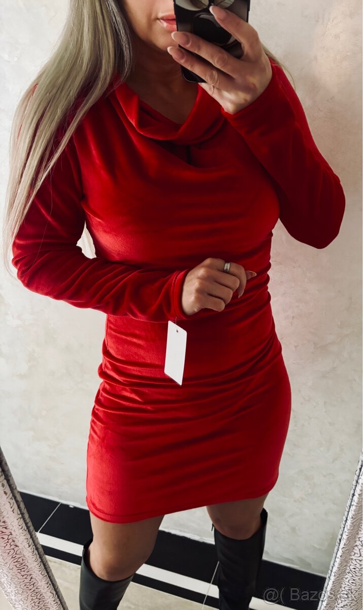 Damske plyšove šaty red - 4
