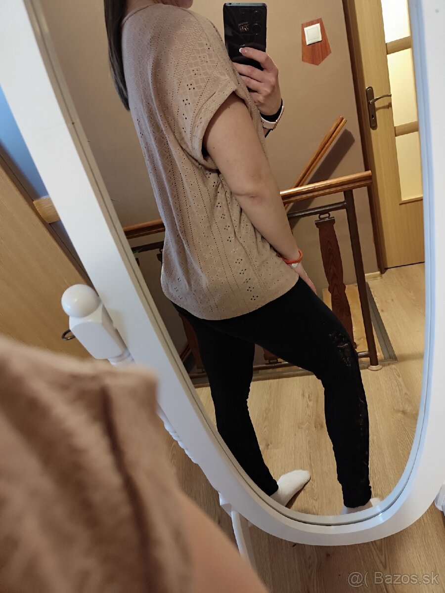 Dámske dierkované tričko staroružovej farby - 4