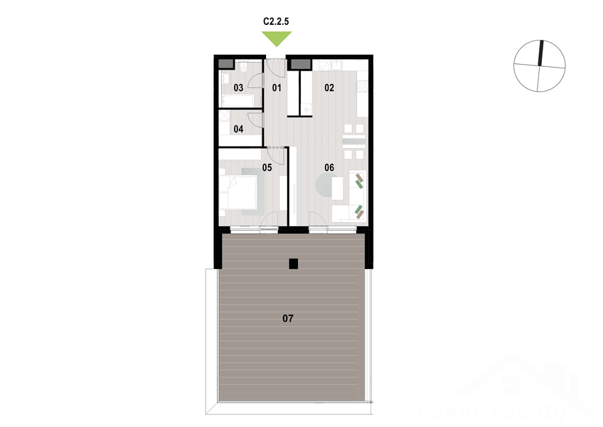 Predaj 2 izbového bytu s terasou v novostavbe vo Zvolene - 4
