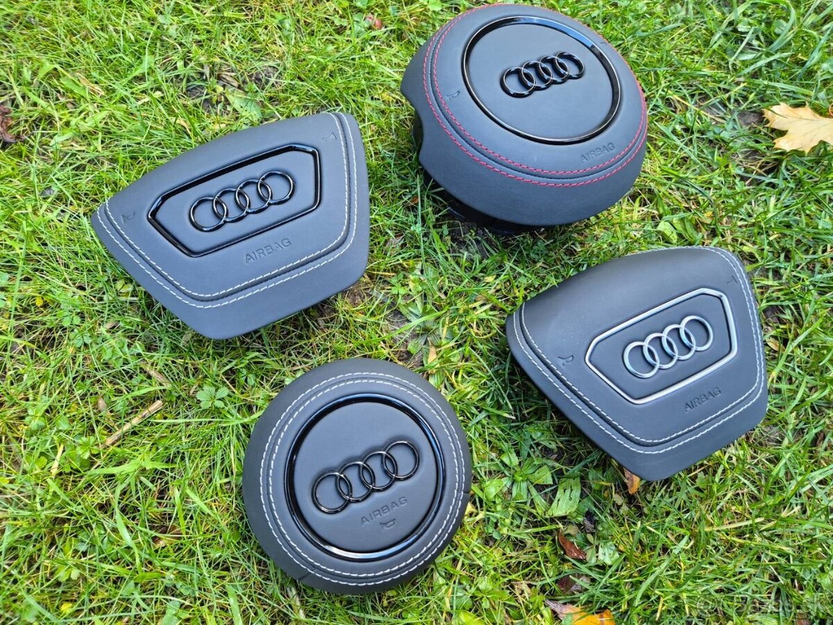 Kryt airbagu puzdro AUDI potiahnutý kožou a čiernym logom - 4