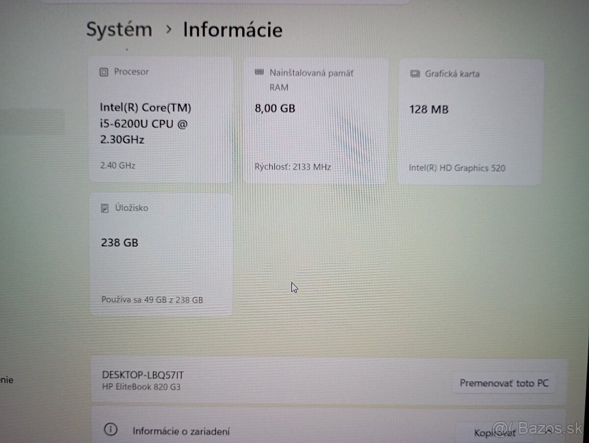 Hp elitebook 820 G3 , Intel core i5, 8gb ram , 256gb ssd - 4