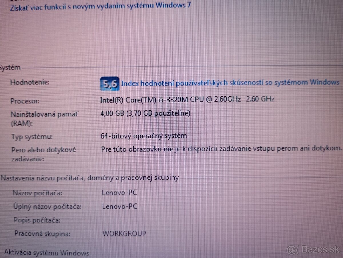 predám Lenovo thinkpad T530 , Intel i5 , 4gb ram , Windows 7 - 4