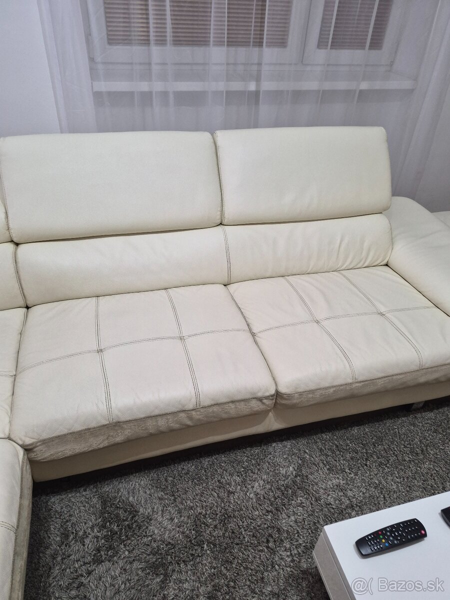 Kožená sedacia súprava + taburetka - 4