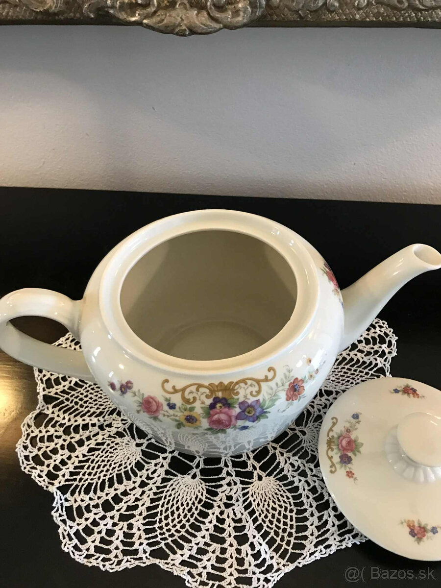 Porcelánový starožitný čajník-1,1L - 4