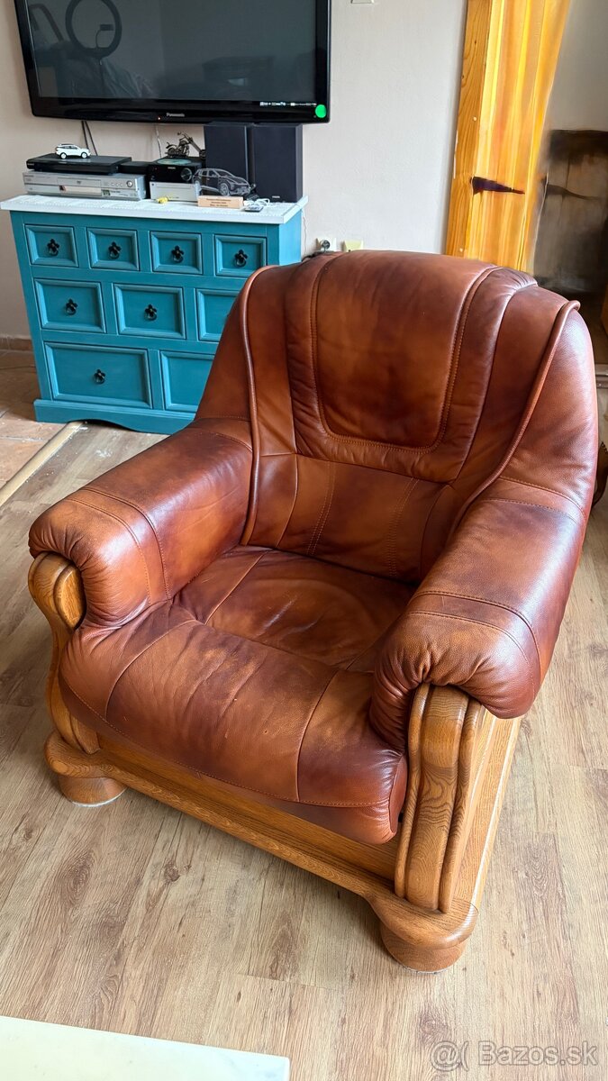 Koženna sedačka a 2 kreslá - 4