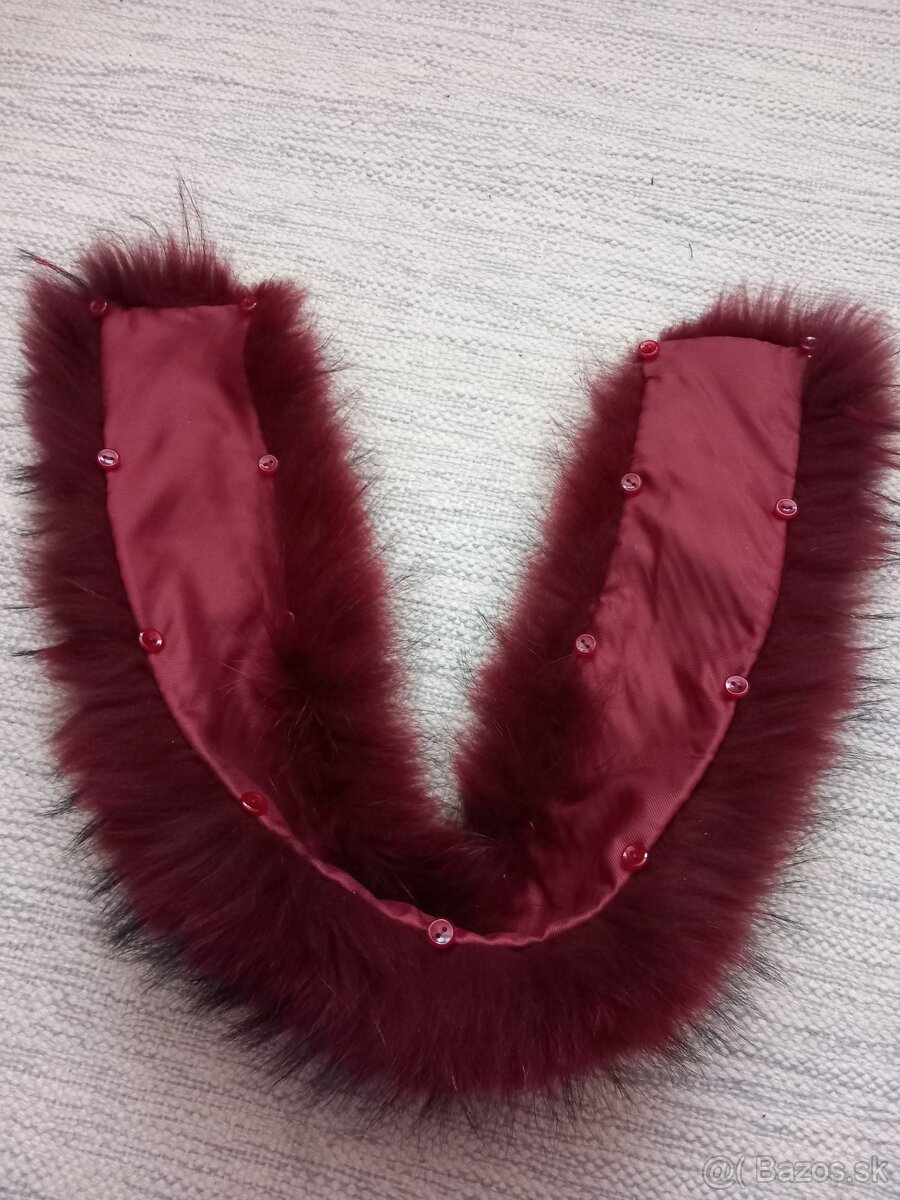 Kožušinový golier bordový - 4