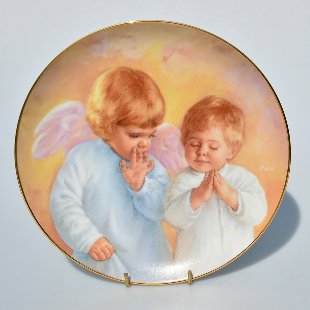 7 ks Porcelánové taniere - Anjel strážny a detičky - 4