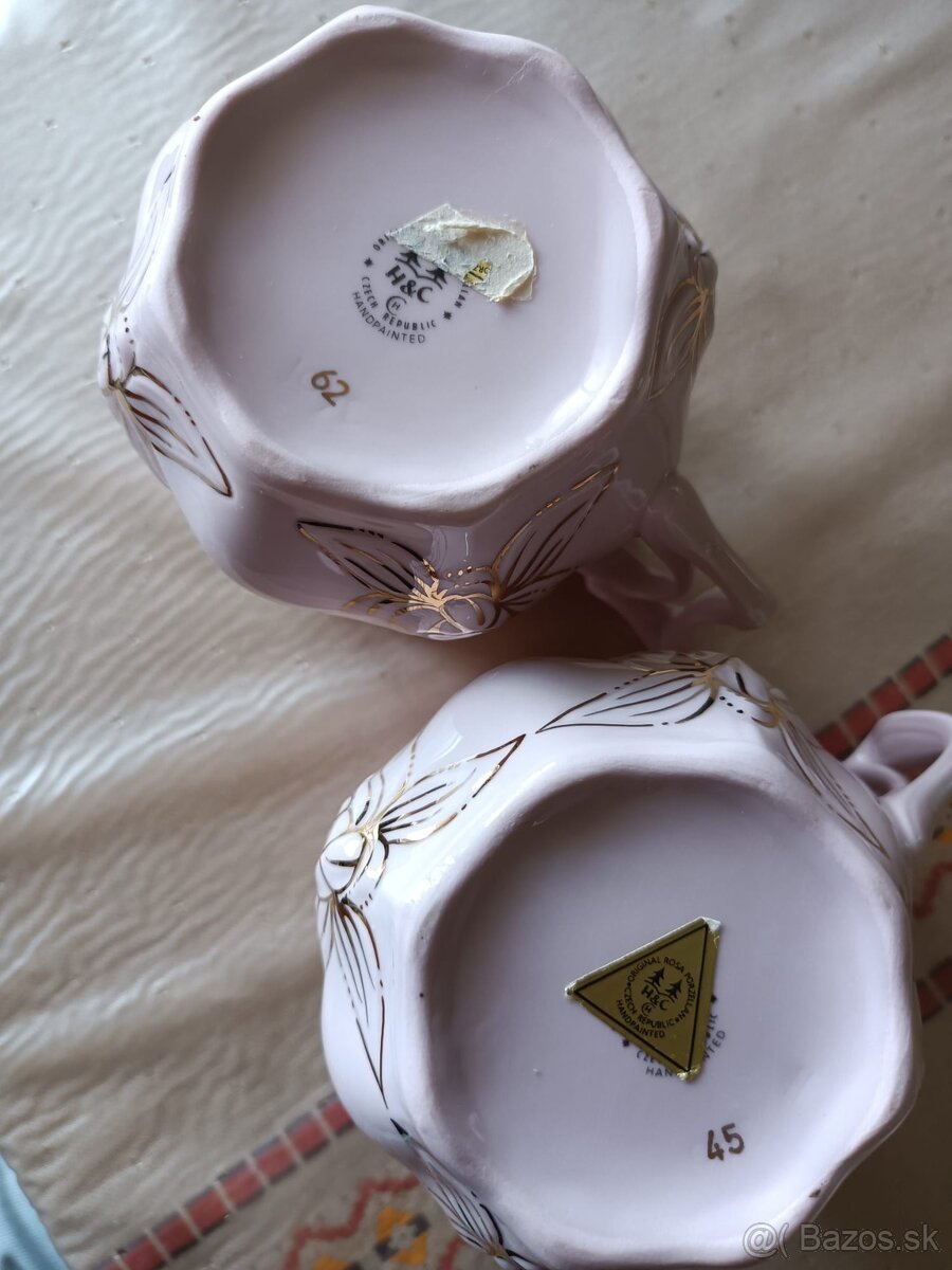Hrnčeky ružový porcelán Chodov - 4