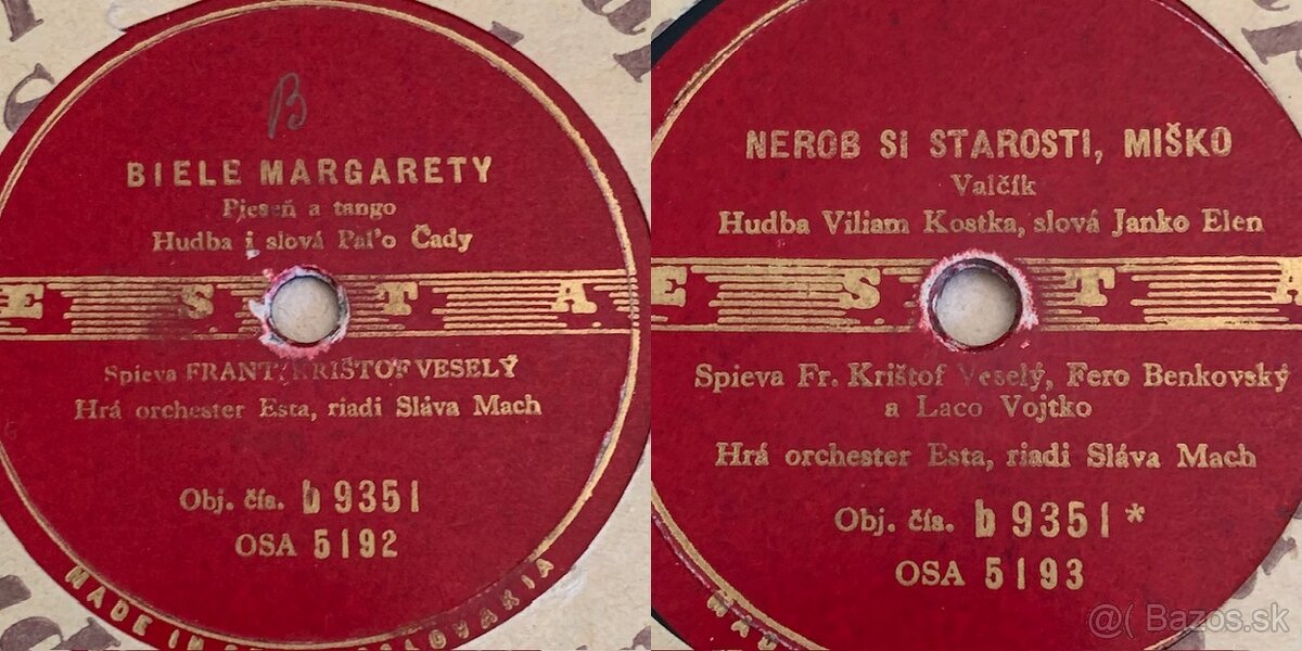 Predám Šelakové platne - František Krištof Veselý G.Dusík .. - 4