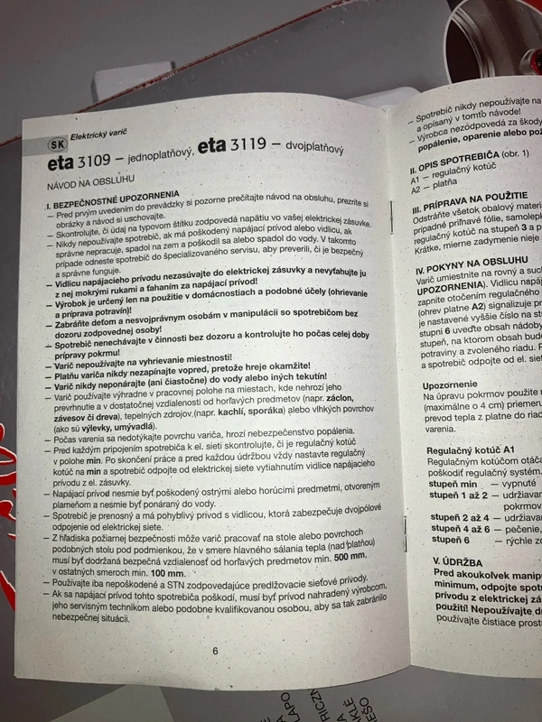 Novy, nepouzity elektricky varic zn. ETA, model 3109 - 4