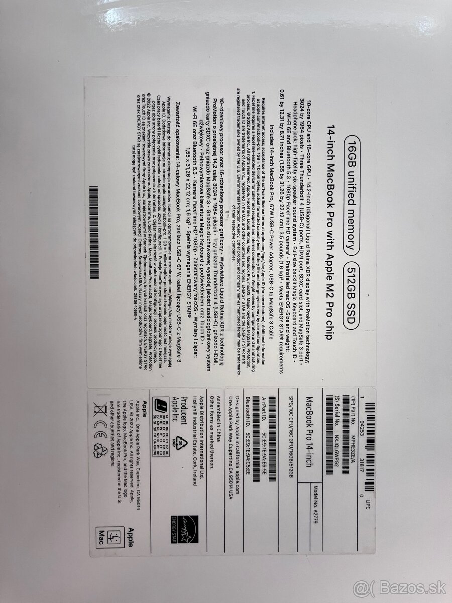 Apple Macbook Pro 14” - M2 Pro - 4