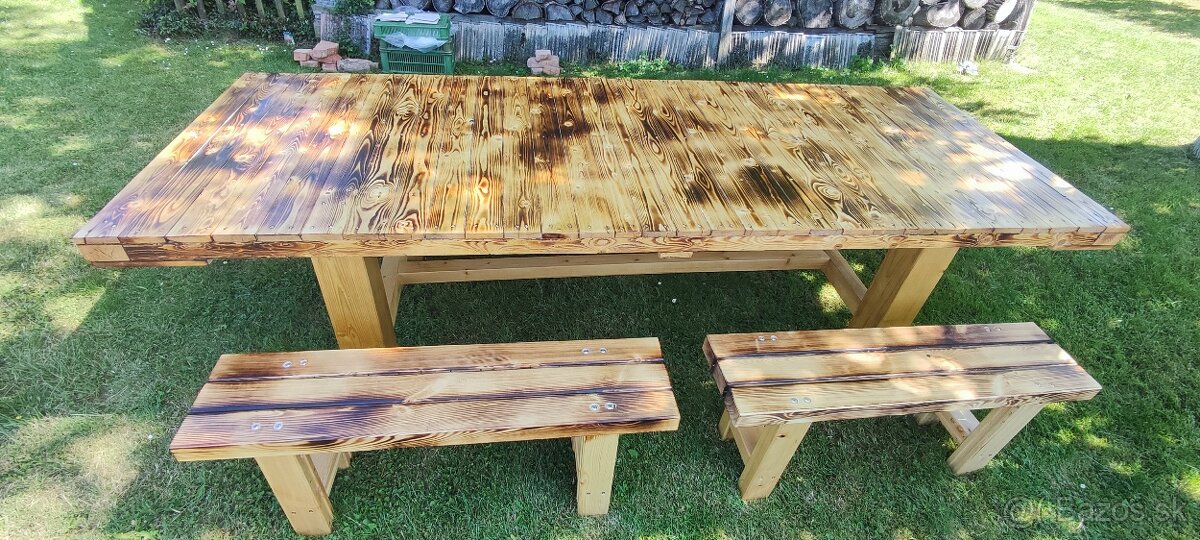 Stôl+4 lavice do záhrady - 4