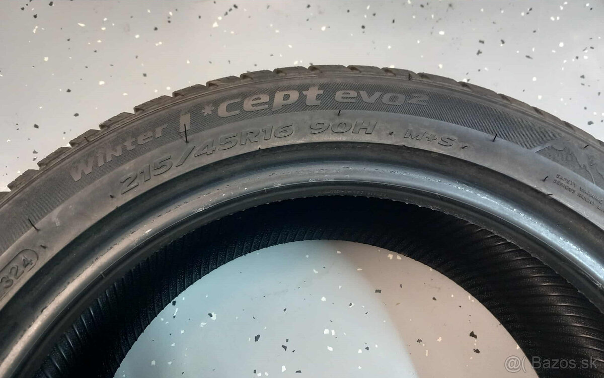 215/45 R16 90H M+S zimné Hankook 2kusy ako nové - 4