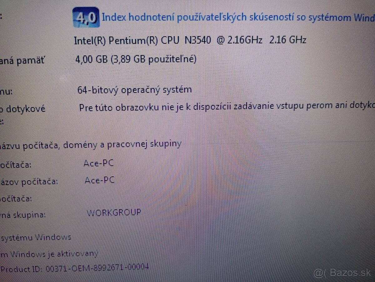 predám ACER ASPIRE ES1-771G , 17" displej , WINDOWS 7 - 4
