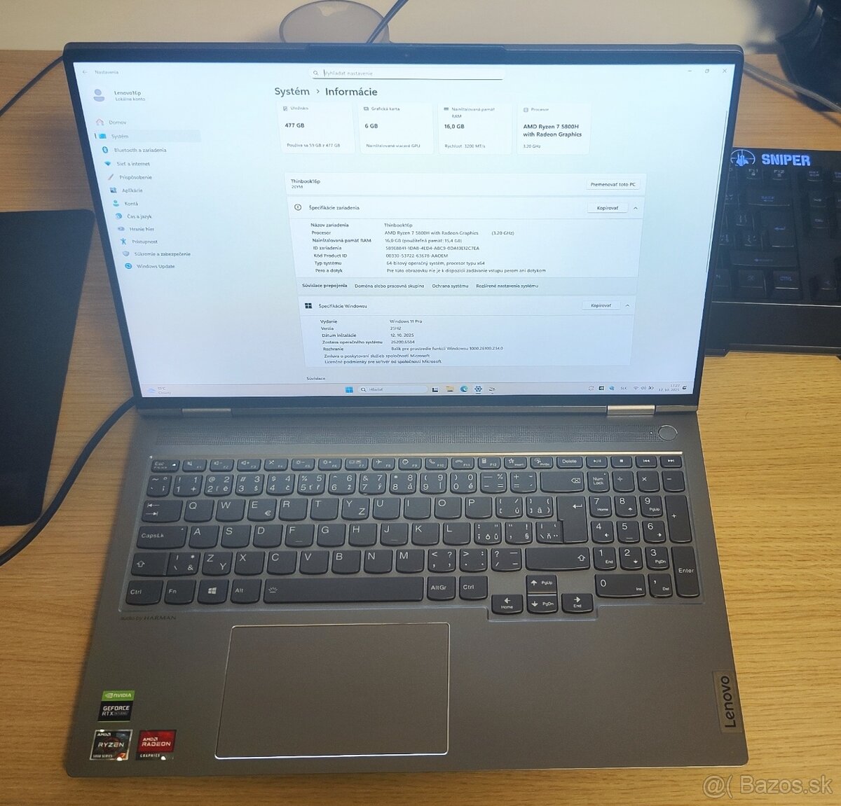 Lenovo ThinkBook 16p G2 ACH / 5800H / 3060 / 16 GB RAM - 4