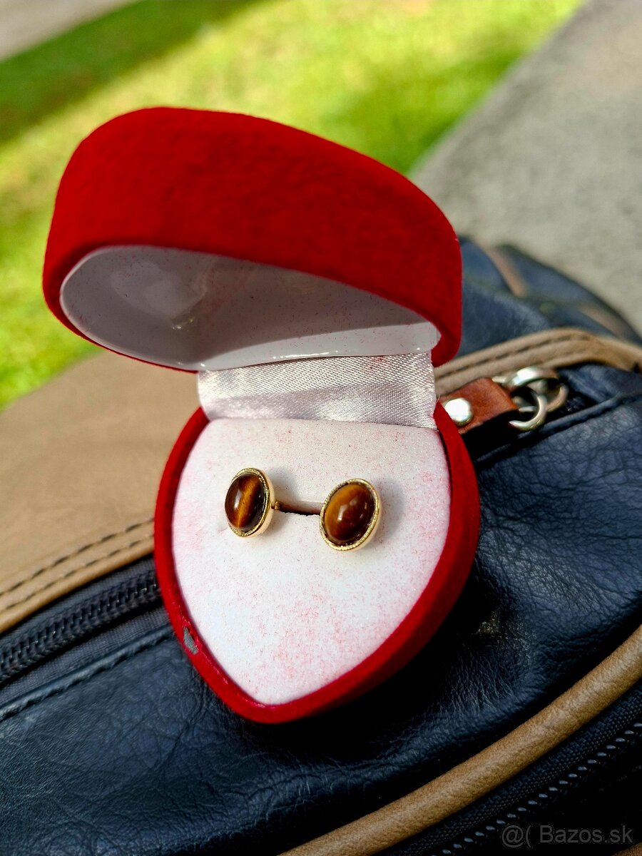 Zlate náušnice Tigrie oči 585 - 4