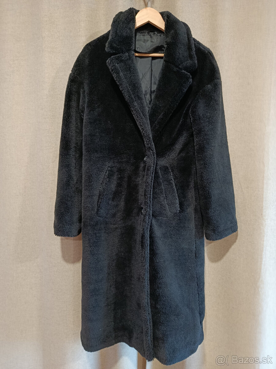 Kožuch-TEDDY čierny dlhý, M-L, ako NOVÝ - 4
