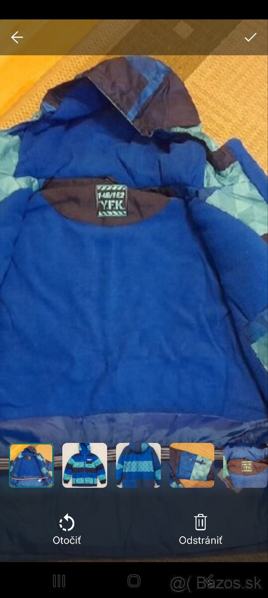 Detská zimná bunda 146–152, kapucňa, modro–tyrkysová - 4