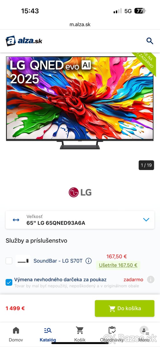 Smart TV LG 65" 4K QNED evo MiniLED - 4