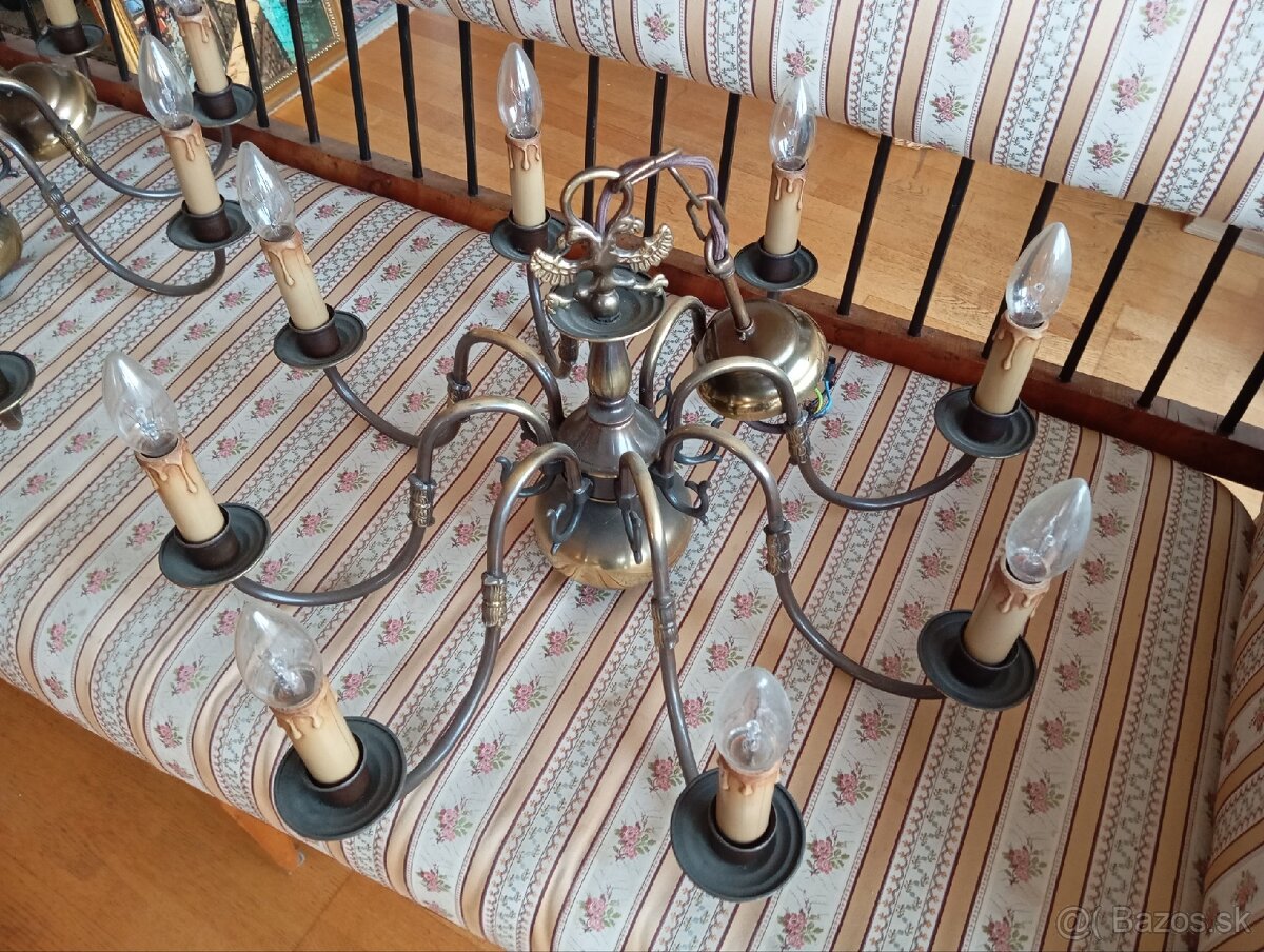 Pár elegantných 8 - ramennych bronzových lustrov •62 cm - 4