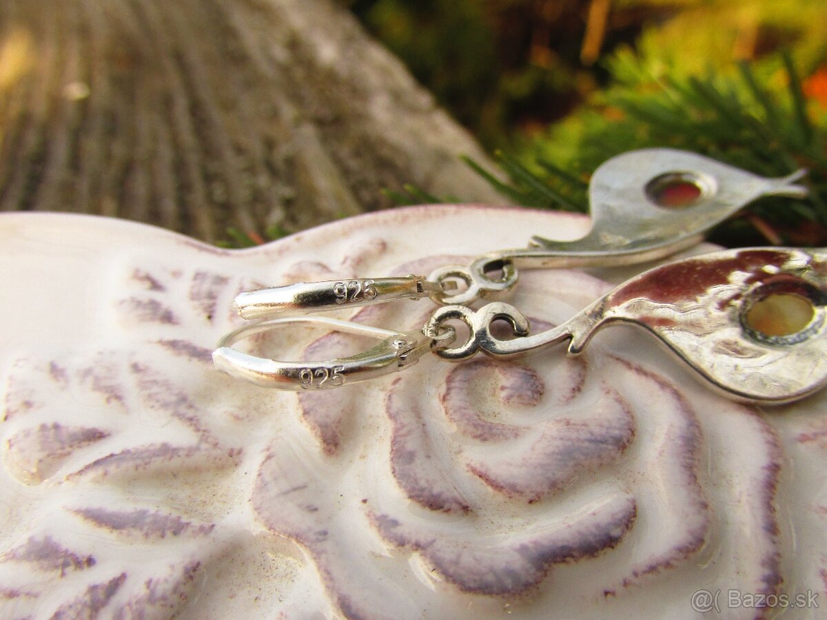 Strieborné náušnice osádzané kameňom Opál, Ag 925 - 4