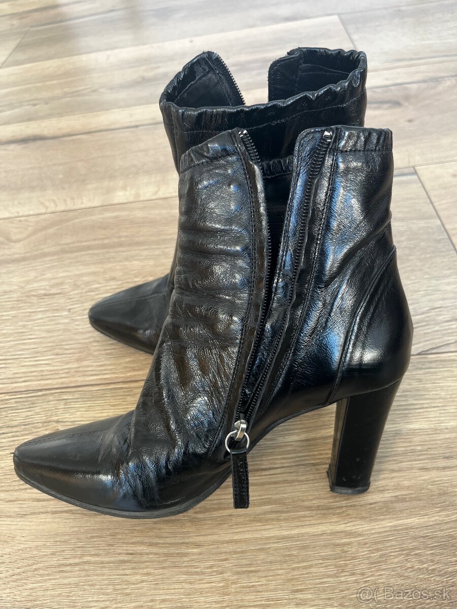 Kožené čižmičky Zara cierne - 4