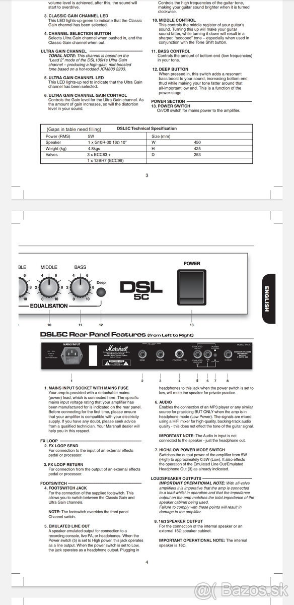 Predám kombo Marshall DSL5C - 4