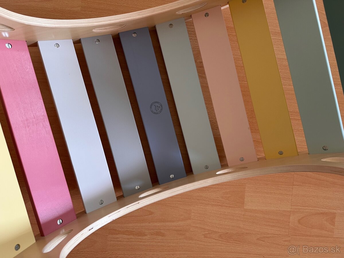 Drevená montessori hojdačka s doskou 2v1 - set pastel - 4