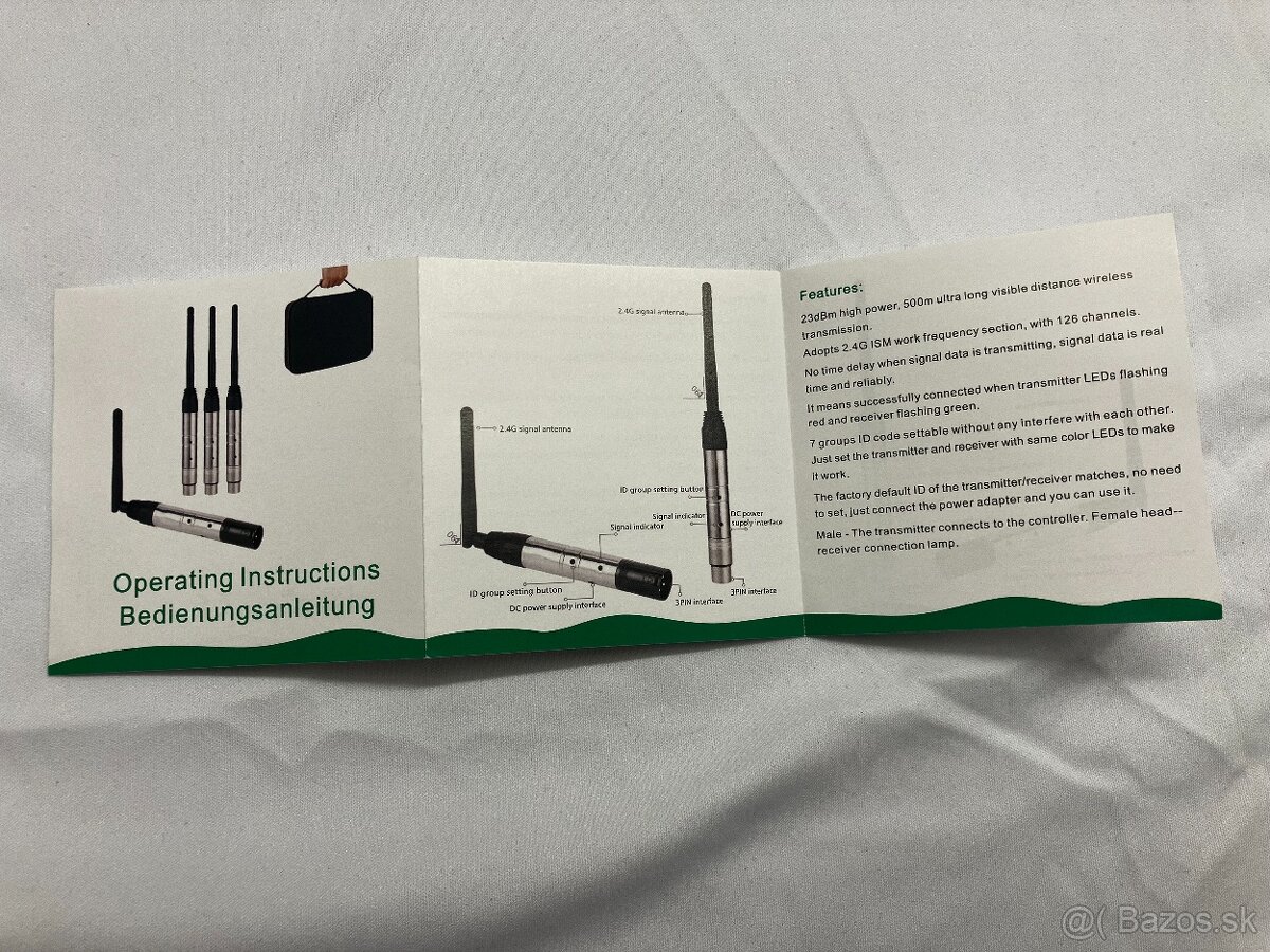 bezdrôtový DMX set – 3× vysielač + prijímač - 4