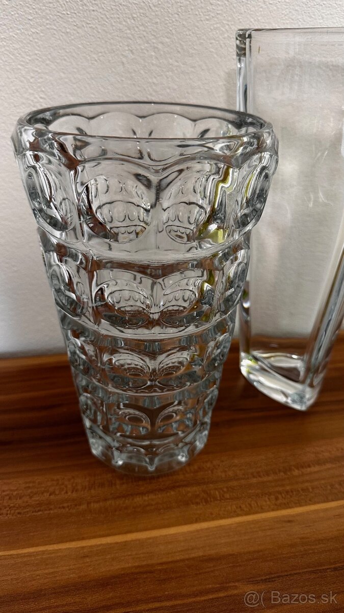 Hutné sklo s bublinkami - retro, umelecká váza - 4